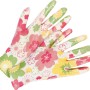 2er Set Gartenhandschuhe mit Nitril-Teilbeschichtung, weiß-pink mit Blumenmuster, Größe 8.