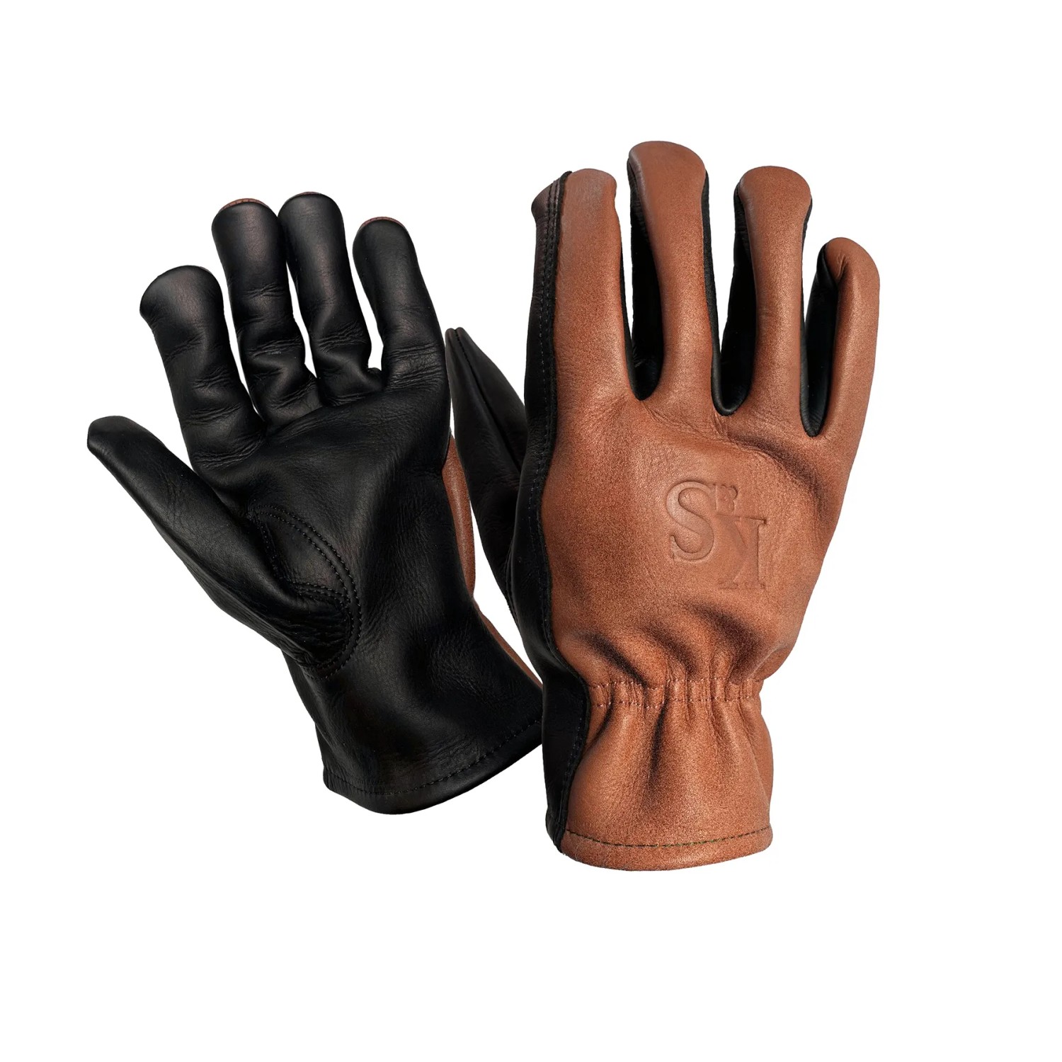 Kent & Stowe Leder-Arbeitshandschuhe Sure & Soft, Größe M, braun und schwarz.
