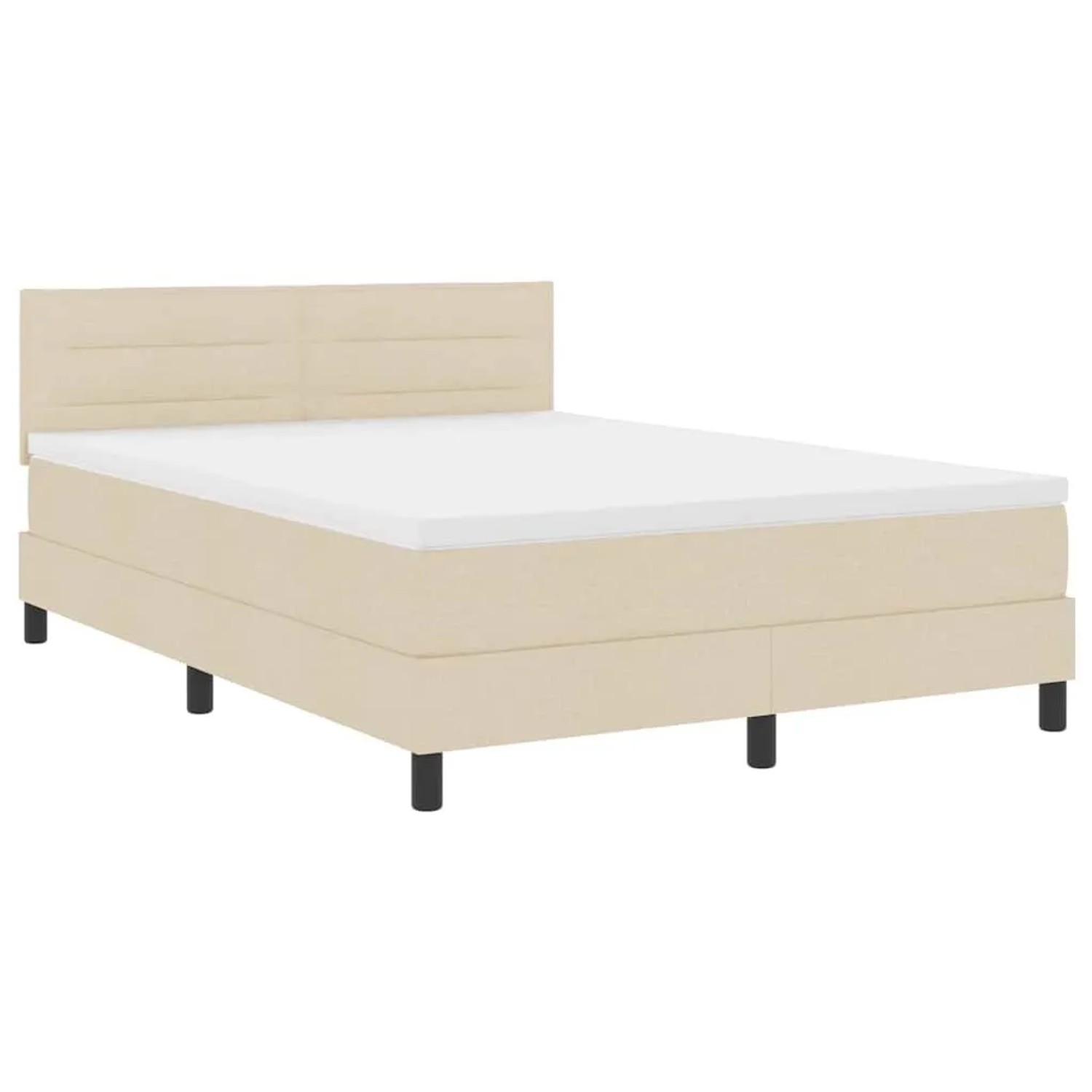 vidaXL Boxspringbett mit Matratze mit LED Creme 140 x 200 cm Stoff 3342140