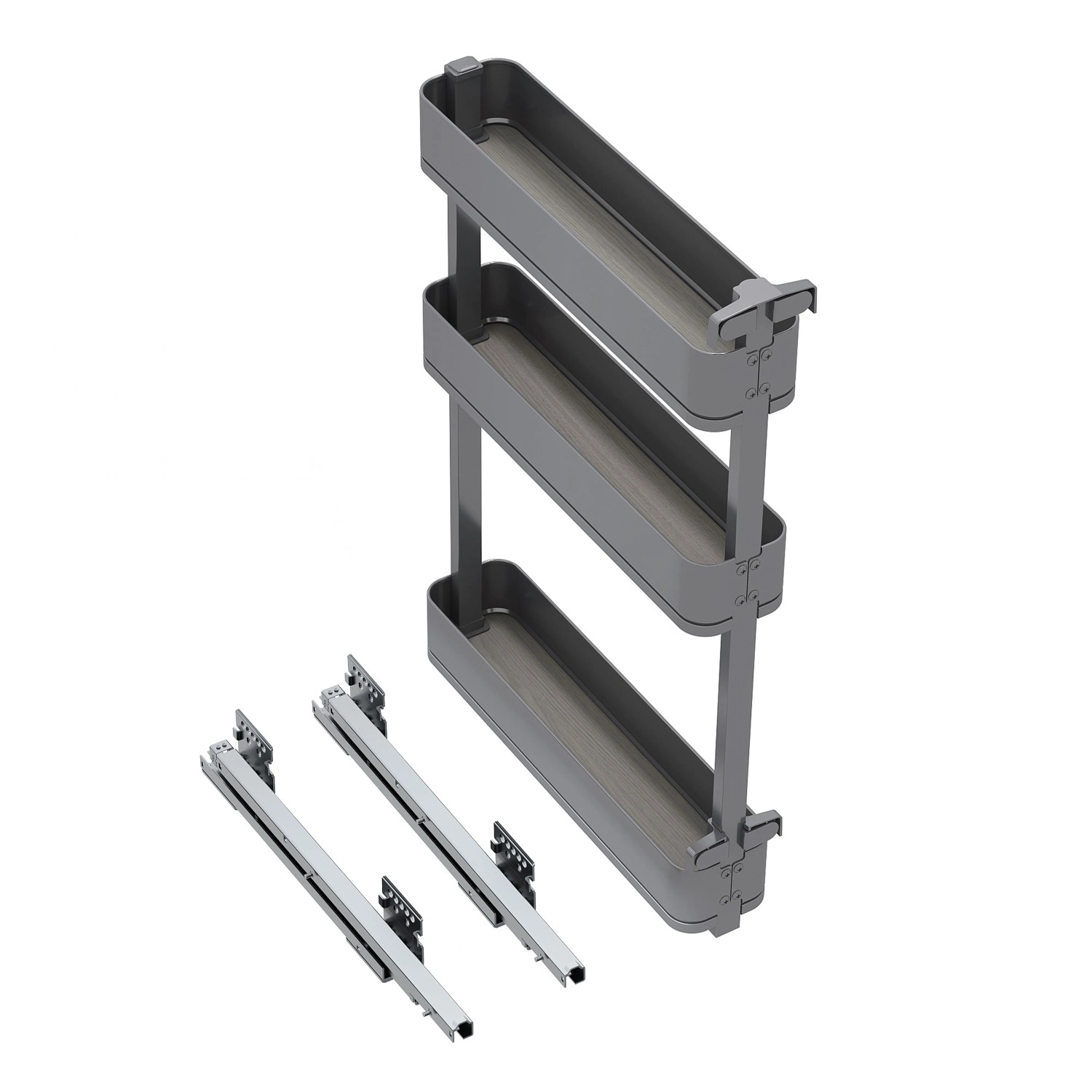 Emuca Flaschenregal Seitlich Ausziehbar Harmony mit Soft-Close Modul Breite 150 mm Höhe 700 mm Stahl und Holz Anthrazitgrau