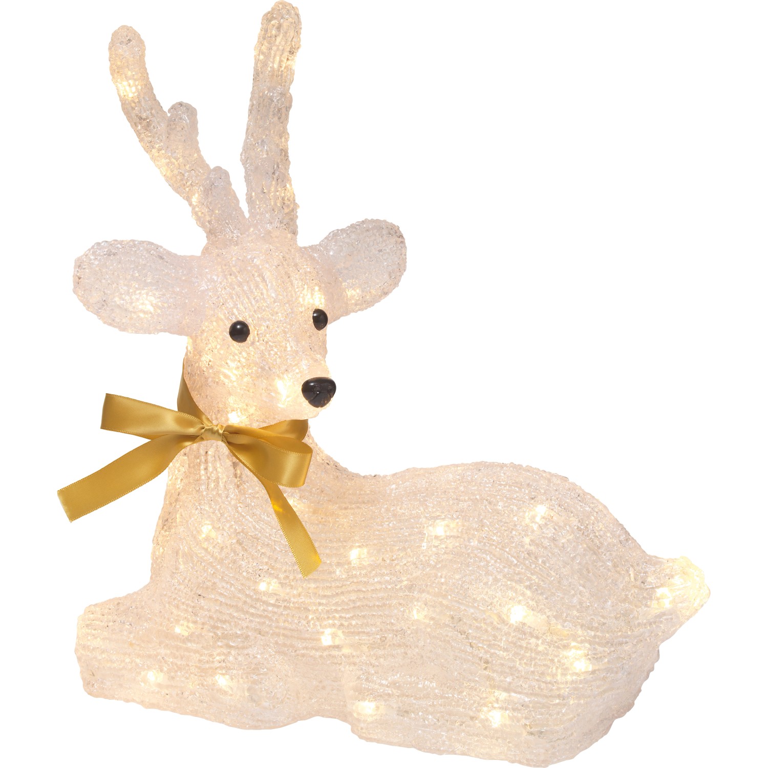 LED-Rentier 37 cm Weiß-Gold-Schwarz
