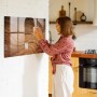 Tulup Glasmagnettafel Beschreibbar Altes Holz Magnettafel Wand Glas 100x70 cm Weißer Marker Magnetisches Whiteboard Glas_4