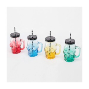 Relaxdays Trinkgläser Glas Mehrfarbig mit Deckel 4er Set Spülmaschinengeeignet 14,5 x 12 x 9 cm