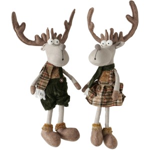 2-fach sortierter Boltze Kantenhocker Barny als Weihnachtsdeko in Beige, Braun und Grün.