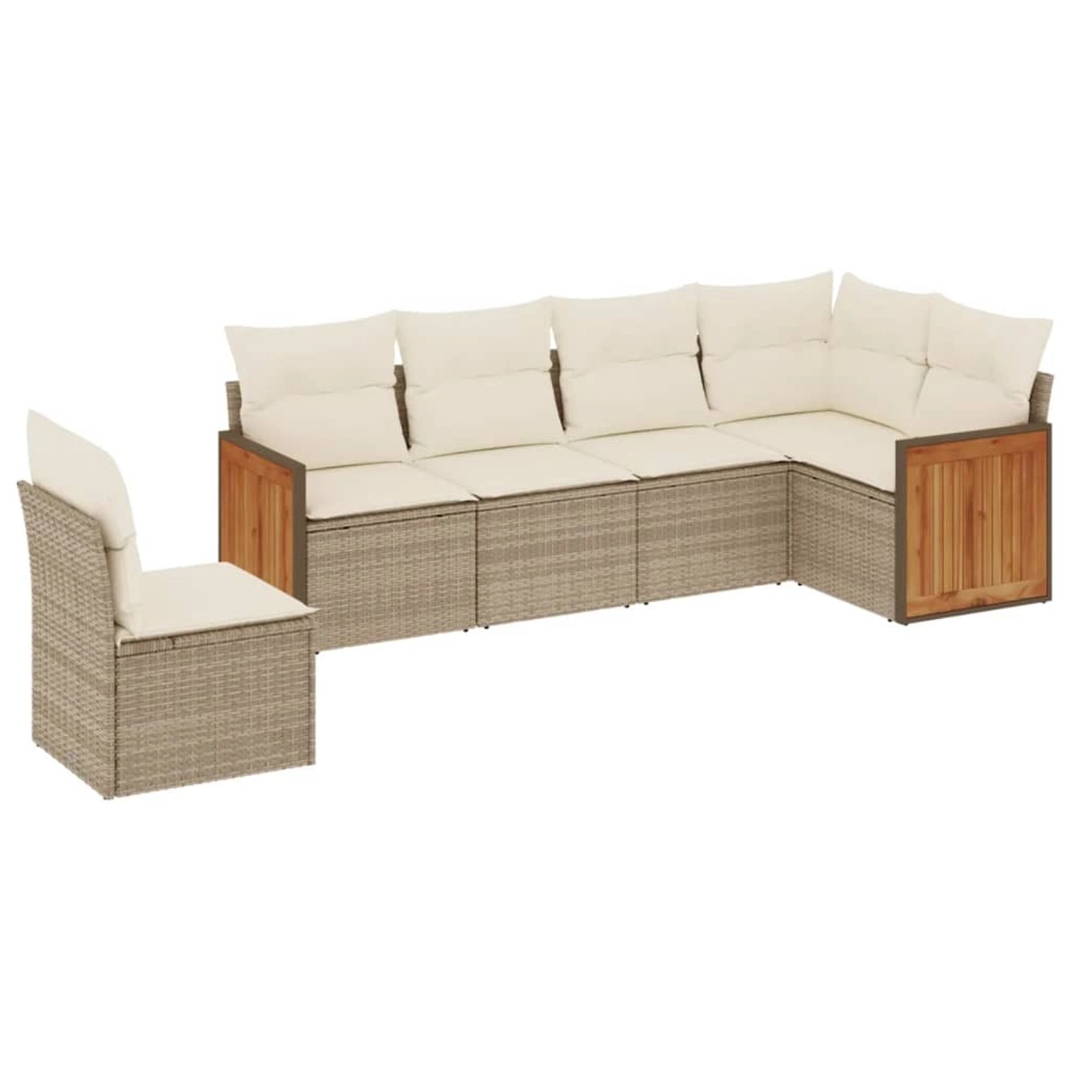 vidaXL 6-Tlg Garten-Sofagarnitur mit Kissen Beige Poly Rattan 3260098