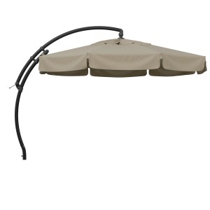 Sun Garden Ampelschirm Easy Sun, Ø 350 cm, beige-meliert, mit anthrazitfarbenem Gestell.