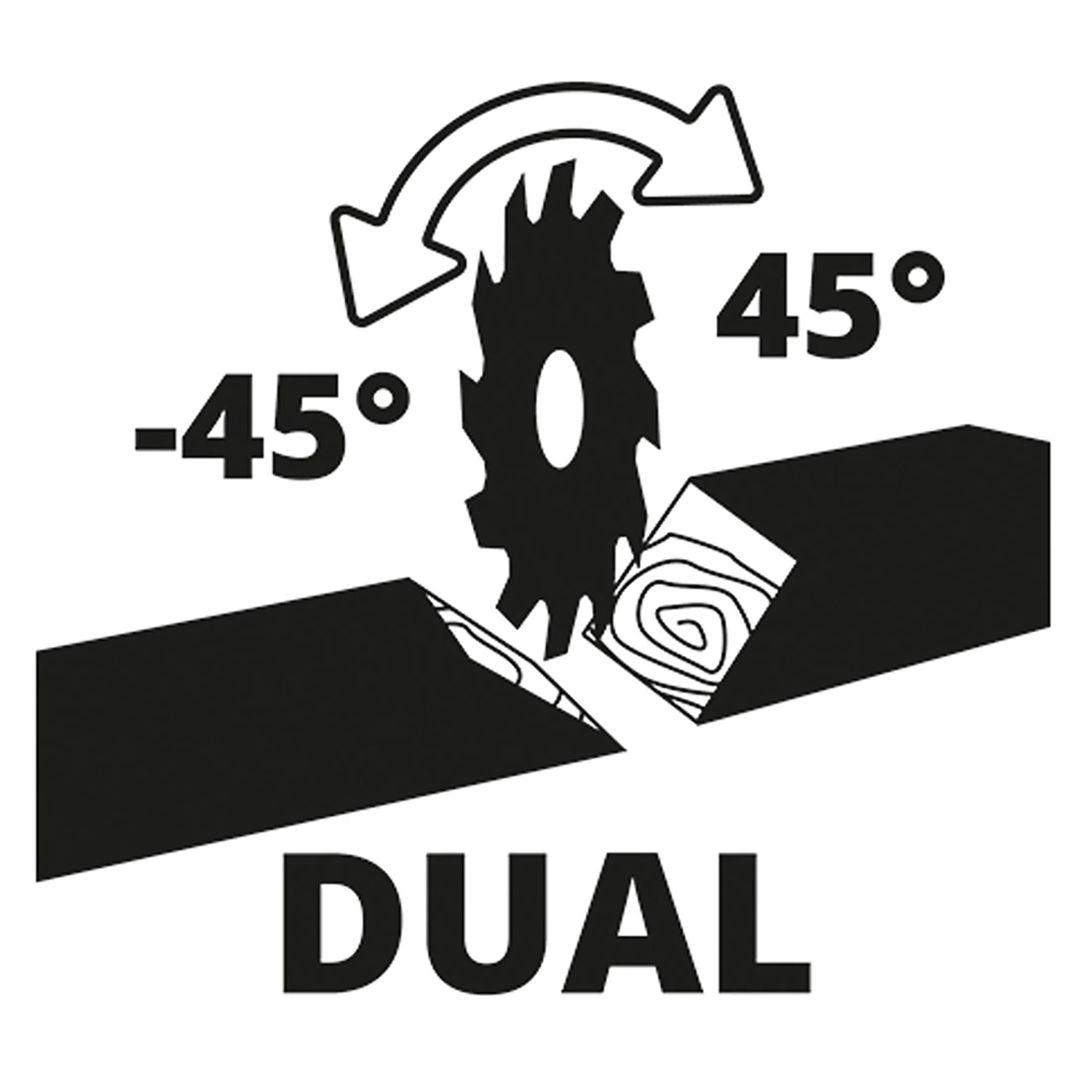 Symbol für die Einhell Zug-Kapp-Gehrungssäge TC-SM 2131/1 Dual: Neigungswinkel bis 45 Grad.