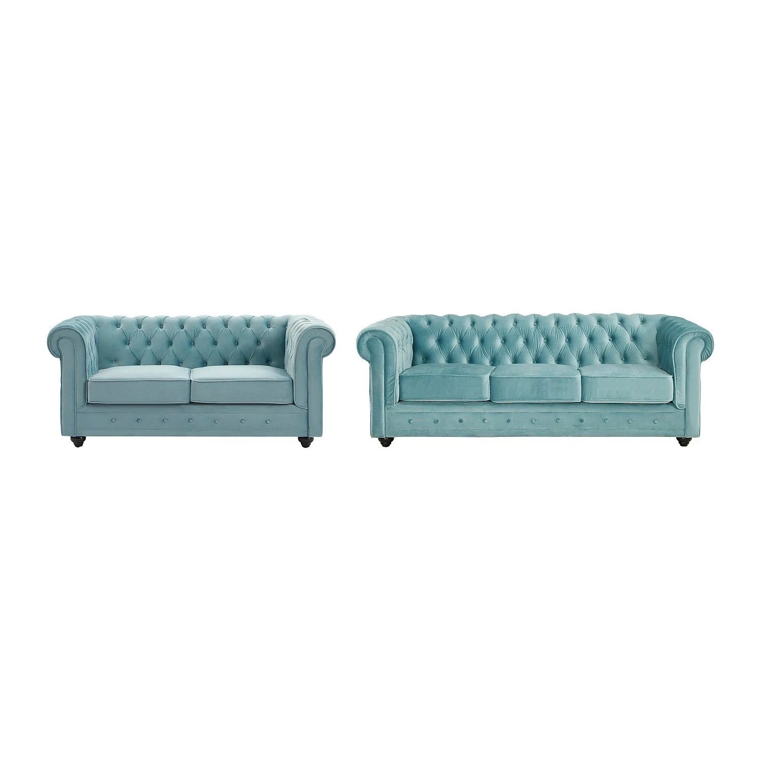 Vente-unique Couchgarnitur Chesterfield Hellblau 165 cm  205 cm