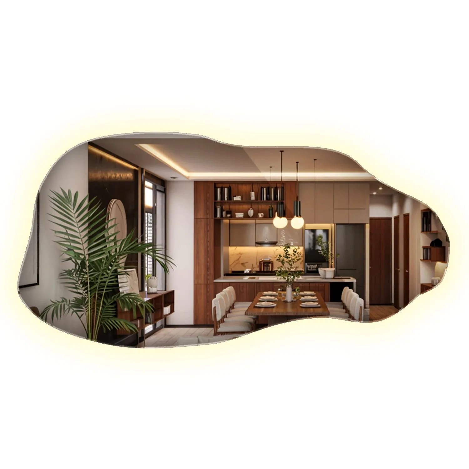 Wallfluent Organischer Spiegel Mit Licht 40x80 cm Mit Neutralweiß 4000K LED Beleuchtung Für Bad Schlafzimmer Und Flur