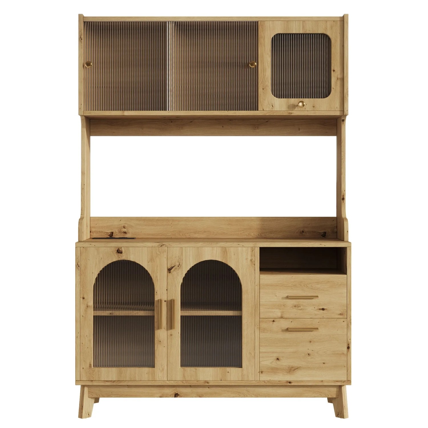 Merax Buffetschrank 120x40x178 cm Mit Steckdose USB C Stauraum Holzoptik