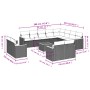 vidaXL Garten-Sofagarnitur, 13-teilig, beige Poly Rattan mit Kissen. Gartenmöbel-Set mit Ecksofa, Sesseln und Tisch.