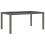 Grauer vidaXL Gartentisch aus Rattan mit Glasplatte, Teil der 5-tlg Essgruppe.
