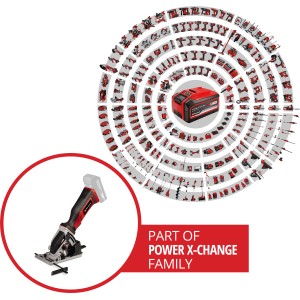Einhell Akku-Mini-Handkreissäge TE-CS 18/89 Li Solo, Teil der Power X-Change Familie.