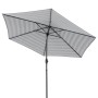 Doppler Marktschirm MyZone blau-grau gestreift mit Knickfunktion.