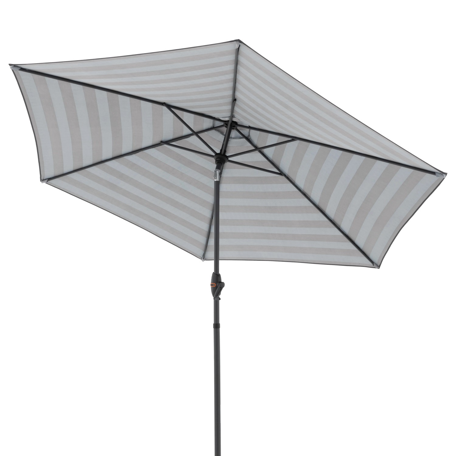 Doppler Marktschirm MyZone blau-grau gestreift mit Knickfunktion.