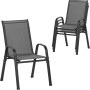 WOLTU 4er Set Stapelbare Gartenstühle Ergonomisch Wetterfest Grau