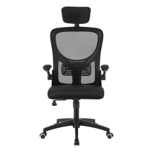 Ergonomischer, schwarzer Juskys Bürostuhl Baltimore mit Kopfstütze und Rollen.