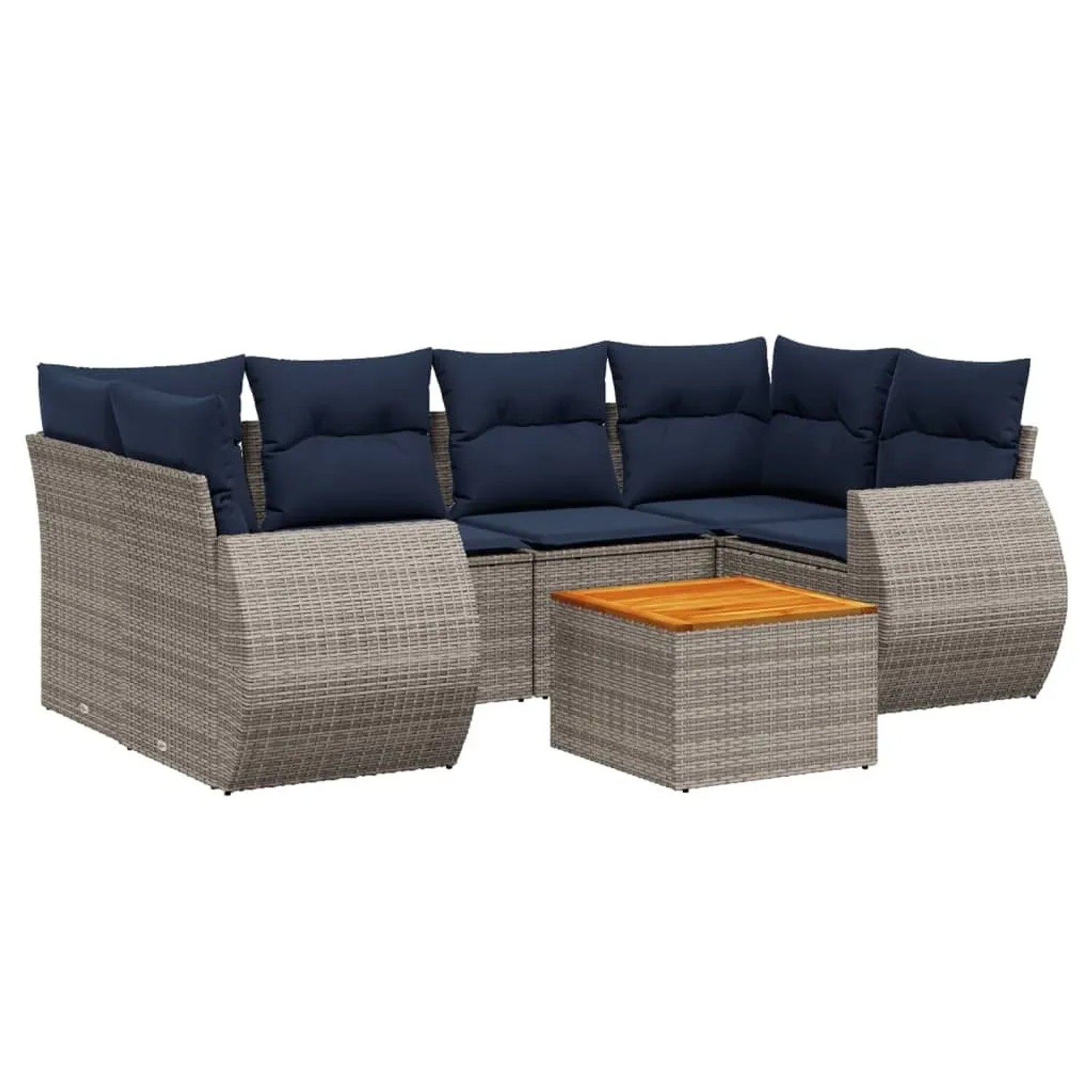 vidaXL 7-Tlg Gartensofa-Set mit Kissen Grau Polyrattan 3224906 günstig online kaufen