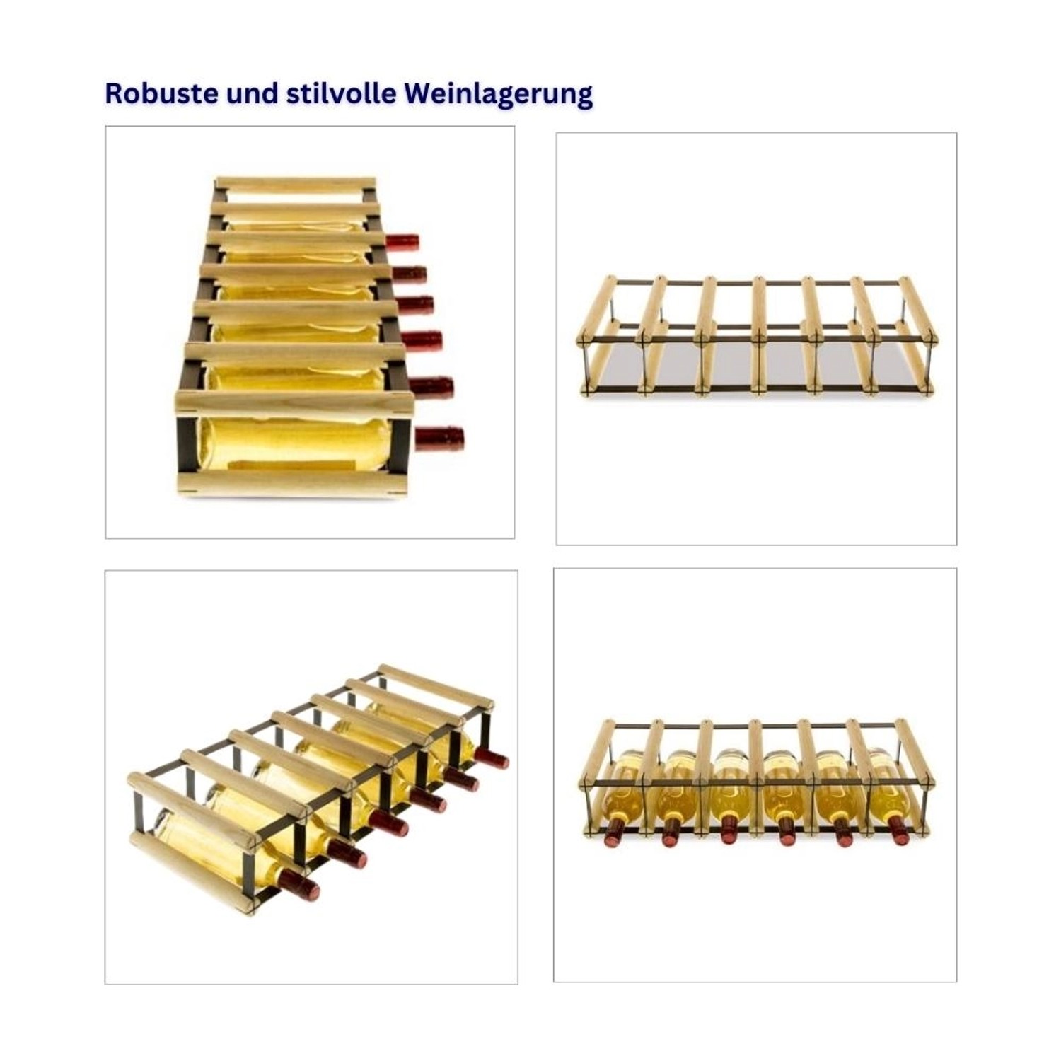 PROREGAL Weinregal Vinotega Mod Metal aus Kiefernholz, natur, für 6 Flaschen.
