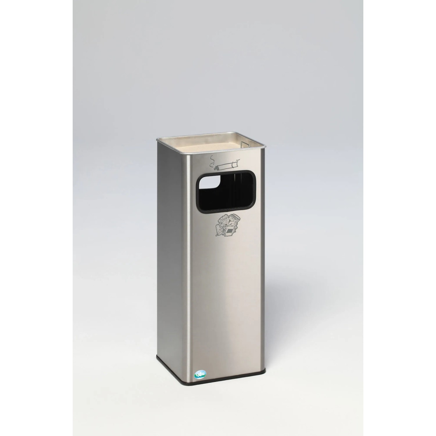 PROREGAL Kombiascher Mit abgeRundeten Ecken 2 Fach Einwurf 32 Liter HxBxT 66,5 x 26 x 26 cm Edelstahl