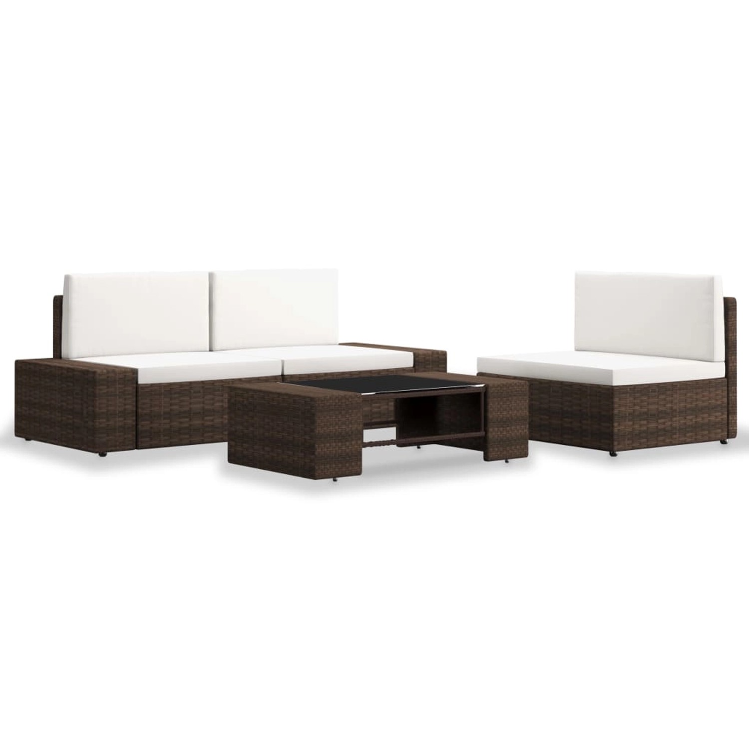 vidaXL 4-Tlg Garten-Lounge-Set Poly Rattan Braun 3054589