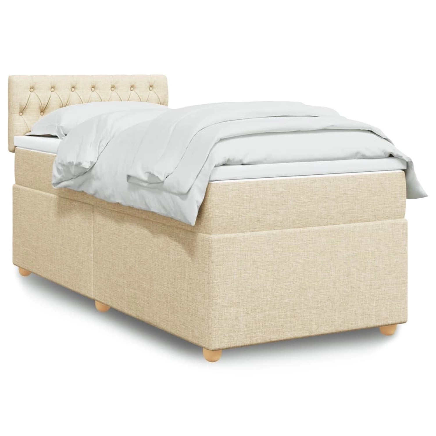 vidaXL Boxspringbett mit Matratze Creme 90x200 cm Stoff 3288875 günstig online kaufen