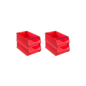PROREGAL SuperSparSet: 4 rote Sichtlagerboxen (21,8L) mit Griffstange, 20x30x50cm. Aufbewahrungssysteme.