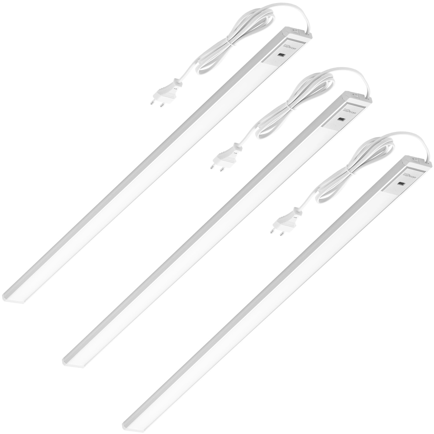 Oktaplex Riva 3er Set Küchenlicht Dimmbar mit Sensor 58cm Aluminium LED 4000K Neutralweiß mit Schalter