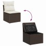 vidaXL Gartenmöbel-Set: Braunes Poly-Rattan Sofa mit Kissen und Stauraumfunktion.
