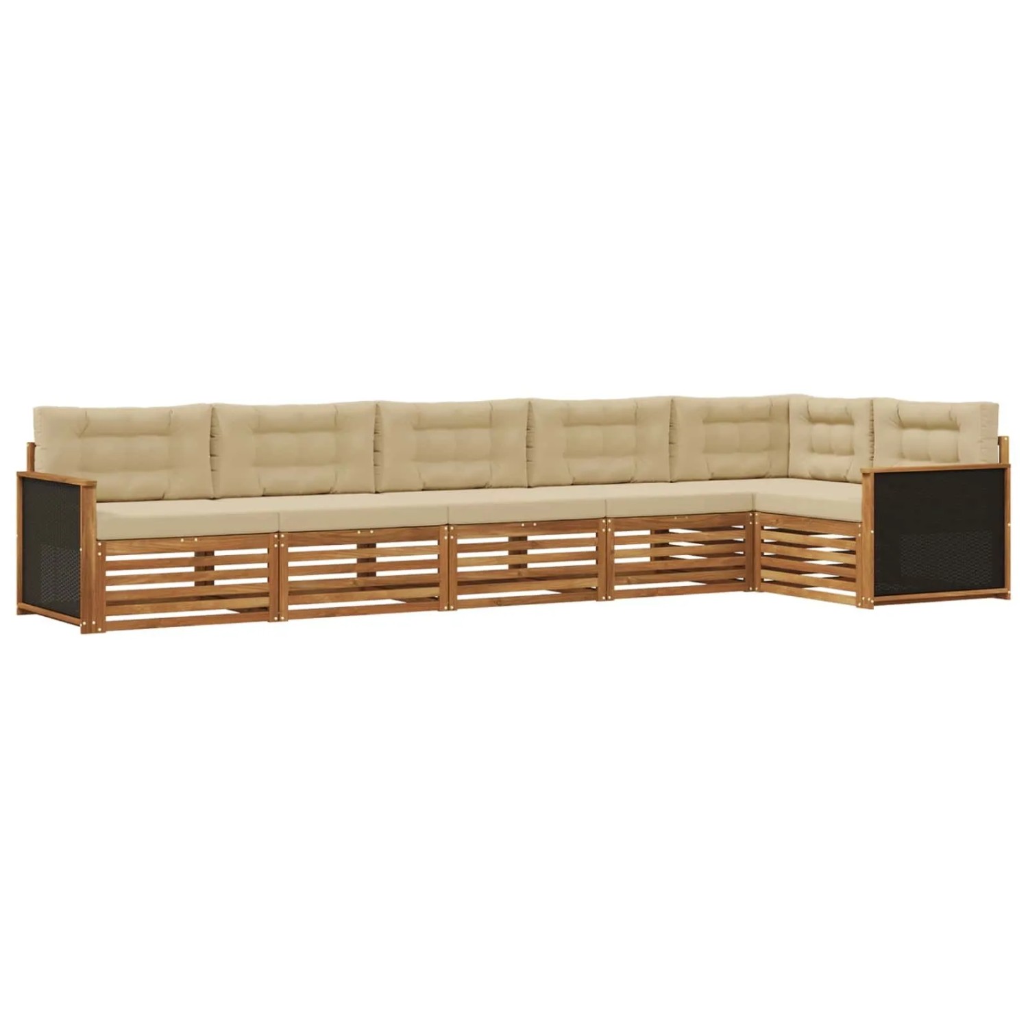 vidaXL Outdoor-Sofagarnitur 6 Stk Natur und Beige 406 x 168,5 x 73 cm 3383406