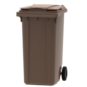 Braune PROREGAL Mülltonne Premium mit 2 Rädern, 240 Liter Volumen.