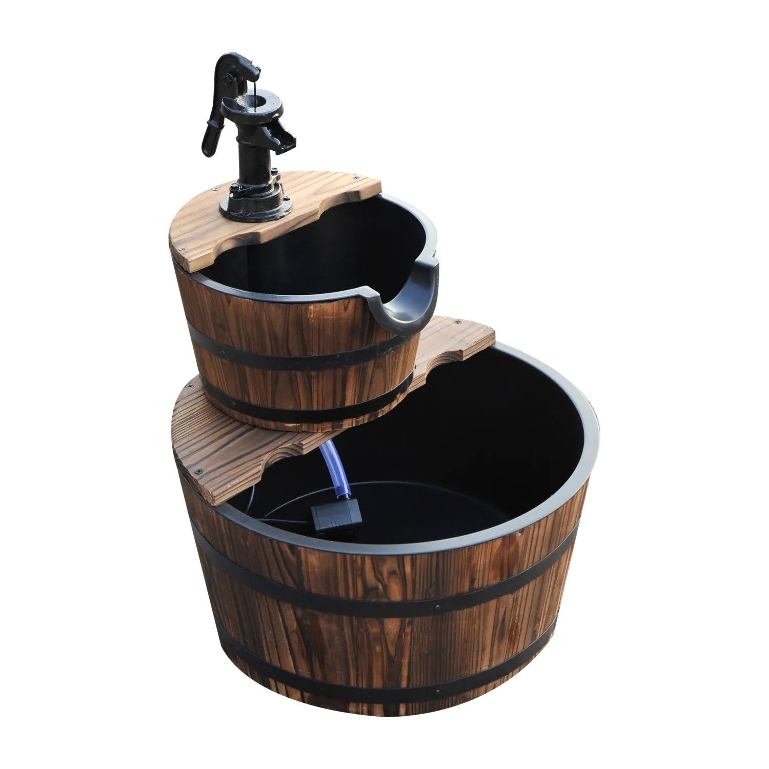 Outsunny Kaskadenbrunnen Tannenholz Dunkelbraun L44,5 x B44,5 x H58,5 cm