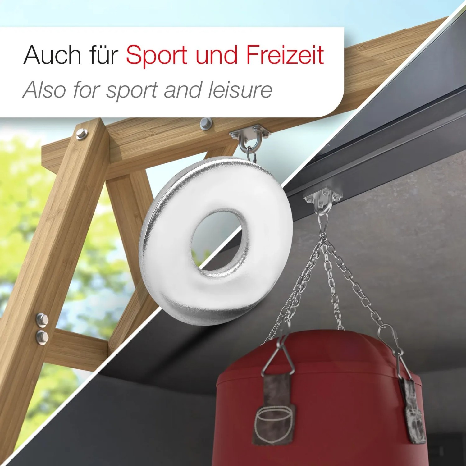 Glänzende M6 Edelstahl Unterlegscheiben DIN 9021 für Sport & Freizeit, sichere Aufhängung von Schaukeln und Boxsäcken.