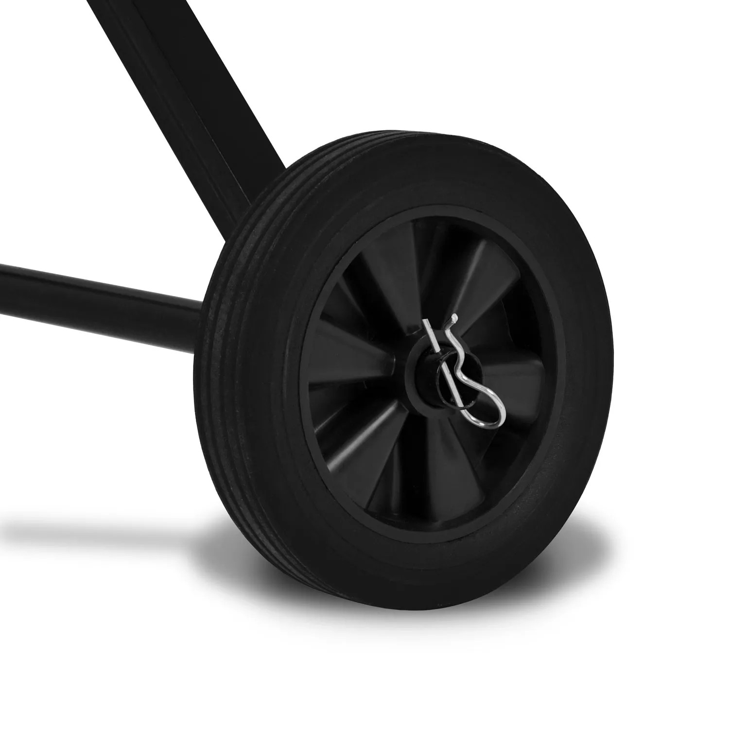 Rad des EBERTH Betonmischers 160L, Baumaschine mit Stahlgestell und Sicherung