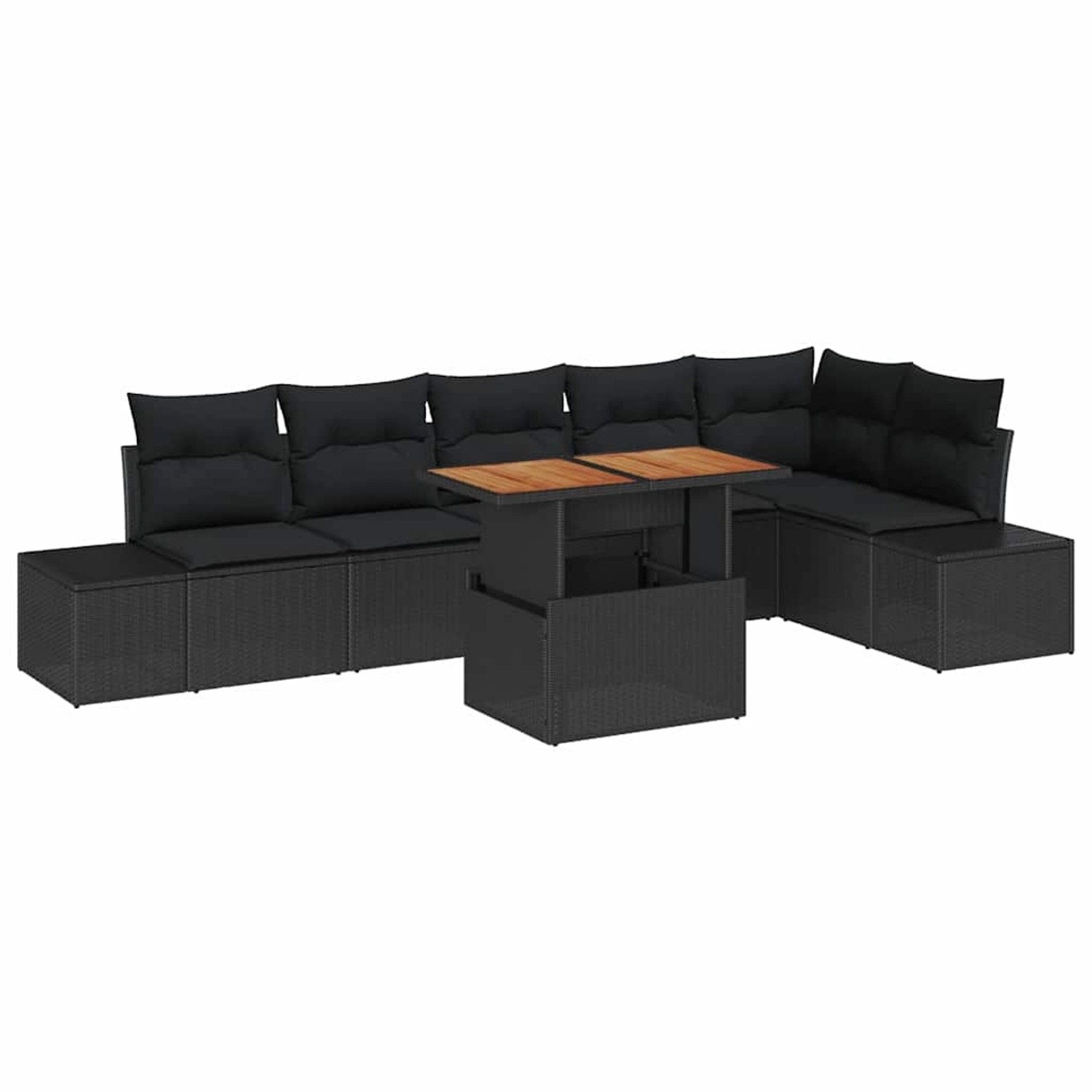 vidaXL Garten-Sofa-Set mit Speicher 7-Tlg Schwarz Poly Rattan 3358711 günstig online kaufen