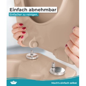 Calmwaters WC-Sitz Bahamabeige, abnehmbar zur Reinigung. Duroplast Klobrille mit Edelstahlbefestigung.