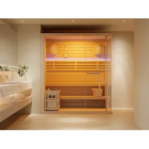 Vente-unique Finnische Sauna Selki Naturfarben Hell 180 cm