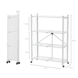 BERLINLODGE KLAP Klappbares Regal Auf Rollen HxBxT 127 x 72 x 34 cm 4 Ebenen Belastbarkeit 200kg Weiß Wohnregal