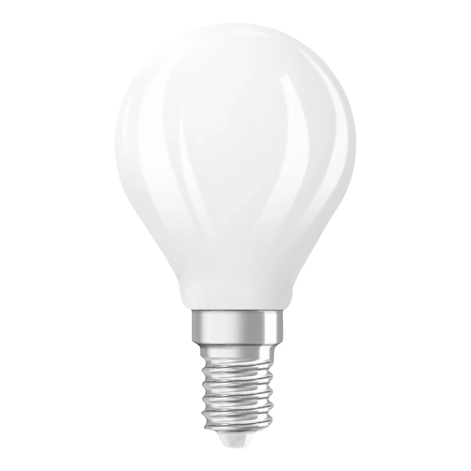 Dimmbares Osram LED-Leuchtmittel E14 in Tropfenform, mattweiß.