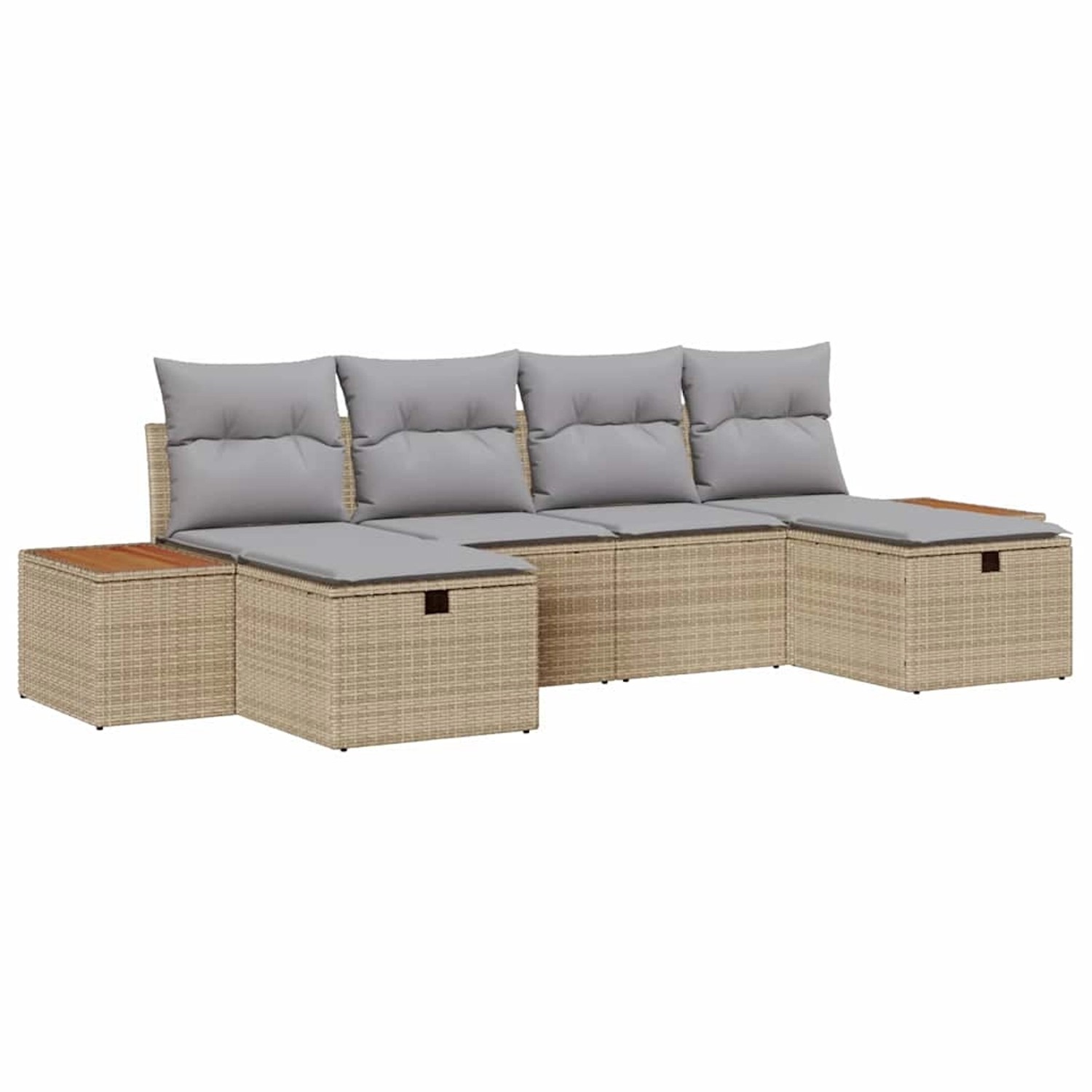 vidaXL Garten-Sofa-Set mit Kissen 6-Tlg Beige Poly Rattan 3359652 günstig online kaufen