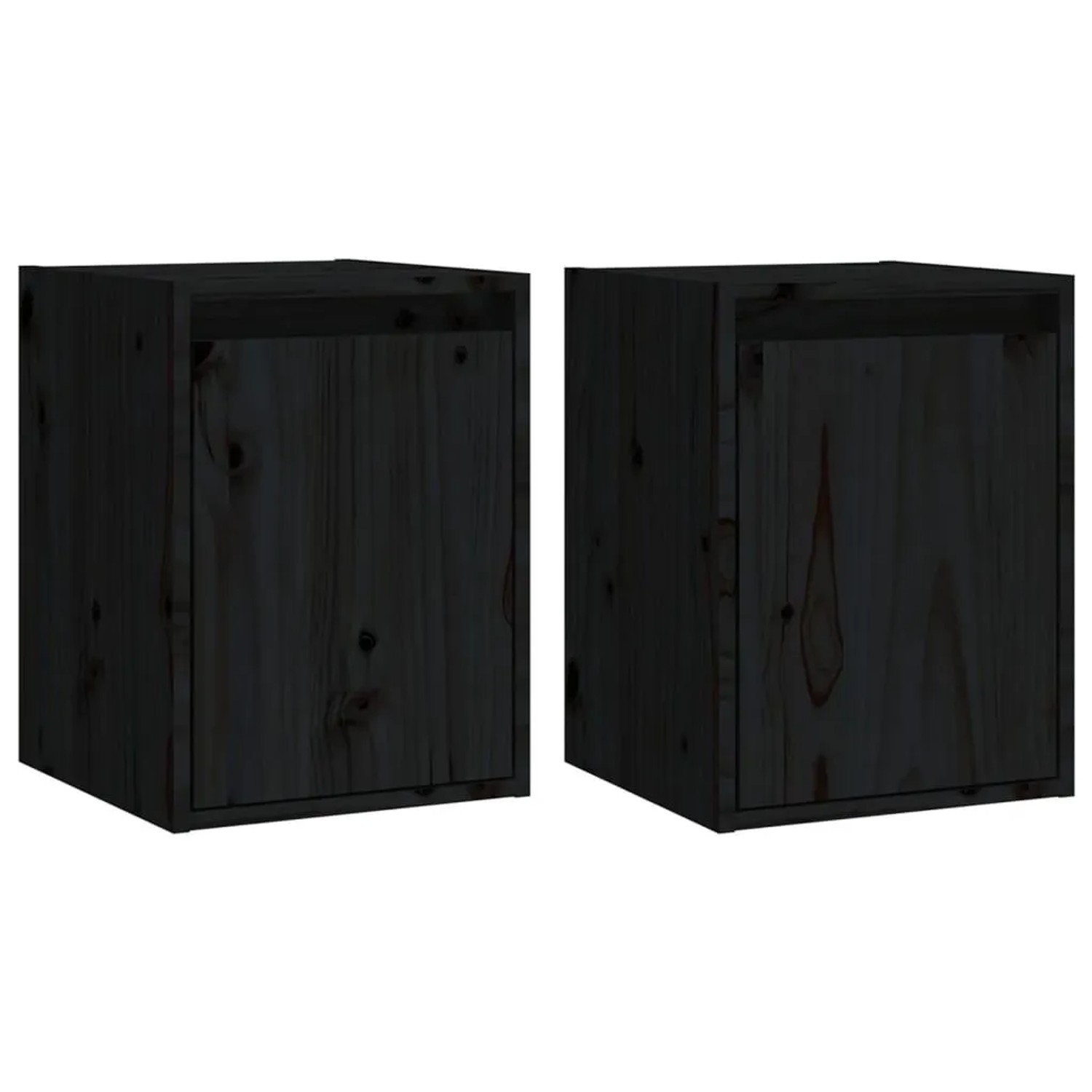 vidaXL Wandschränke 2 Stk Schwarz 30x30x40 cm Massivholz Kiefer 813484