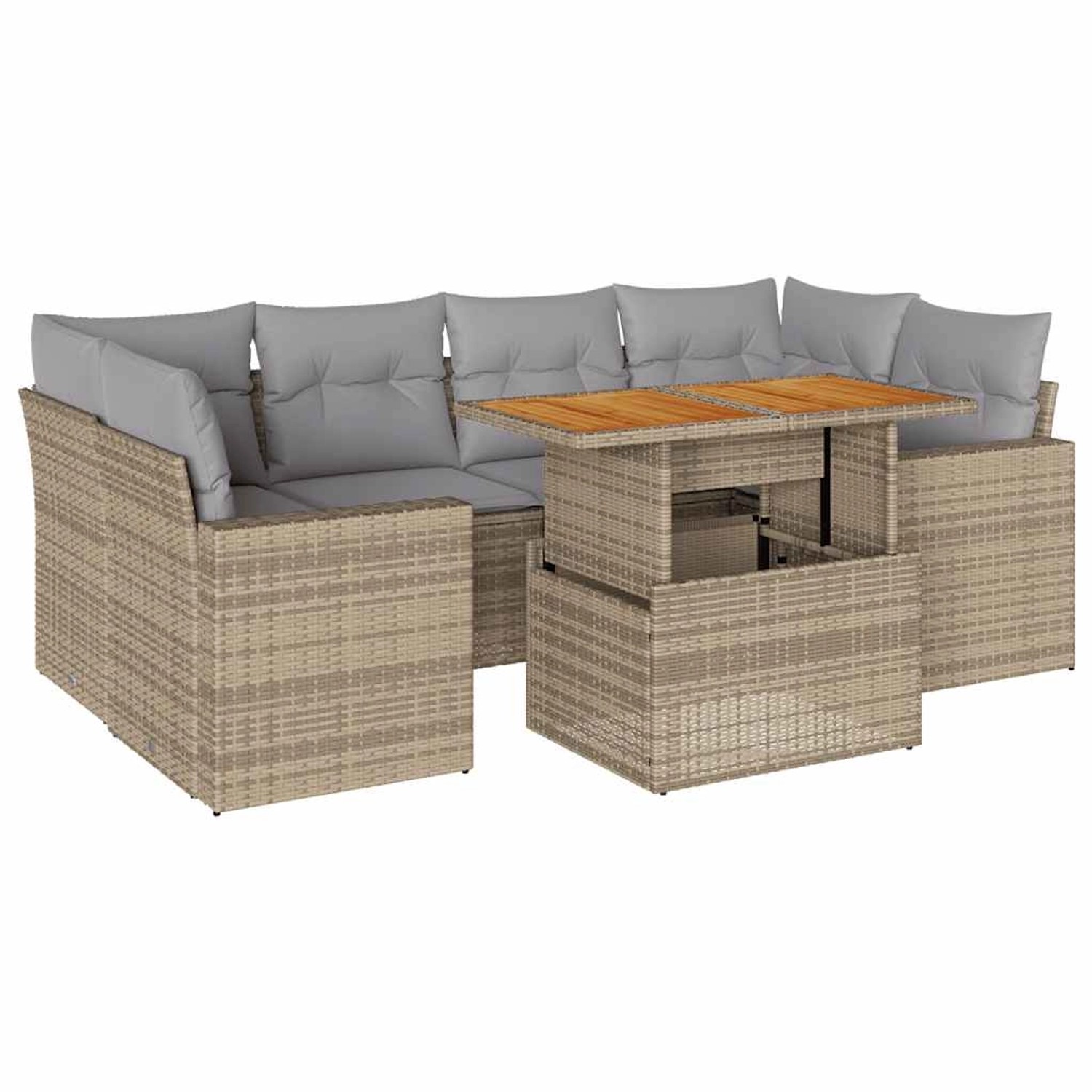 vidaXL 7-Tlg Garten-Sofagarnitur mit Kissen Beige Poly Rattan 3327006 günstig online kaufen