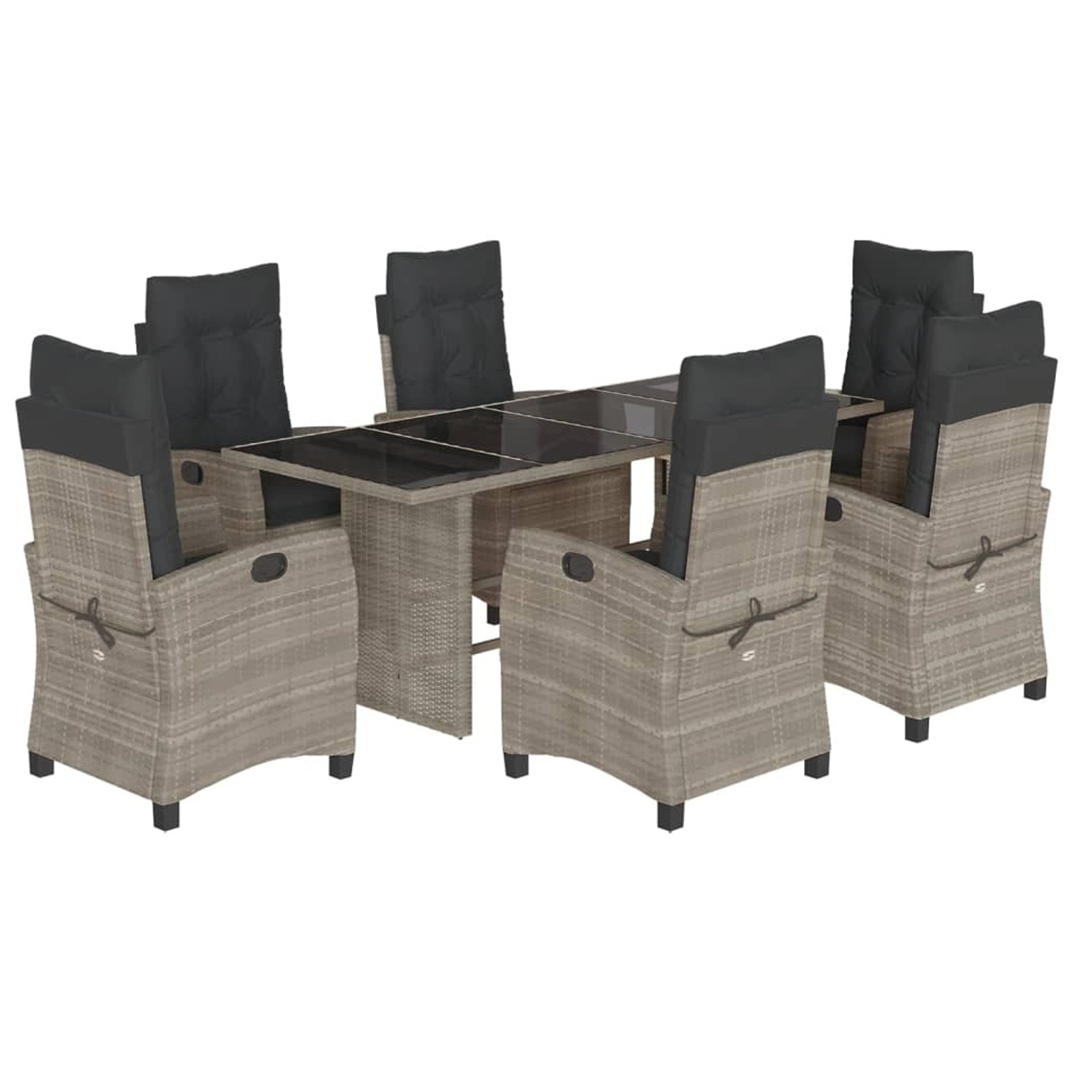 vidaXL 7-Tlg Garten-Essgruppe mit Kissen Hellgrau Poly Rattan 3212698 günstig online kaufen