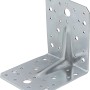 Verzinkter Winkelverbinder mit Sicke, 105x105x90 mm, für stabile Eckverbindungen.