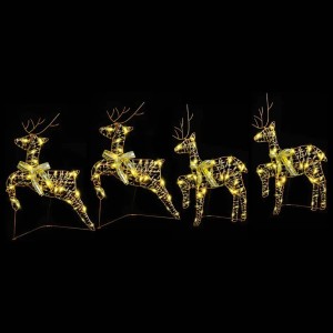 vidaXL LED Rentiere mit 80 LEDs 4 Stk Gold PET 3399384