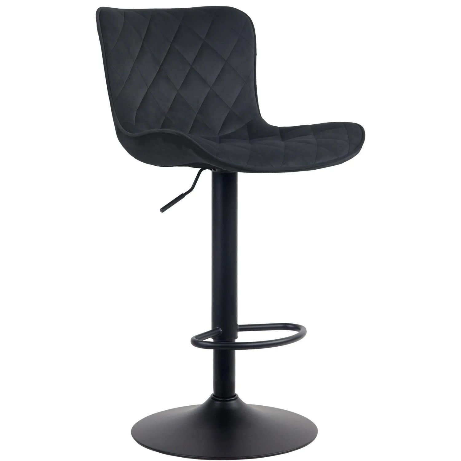 DELUKE Barhocker BOZON Samt Schwarz 48x54x83cm Barstuhl Höhenverstellbar Mit Lehne Drehbar Tresenhocker Tresenstuhl