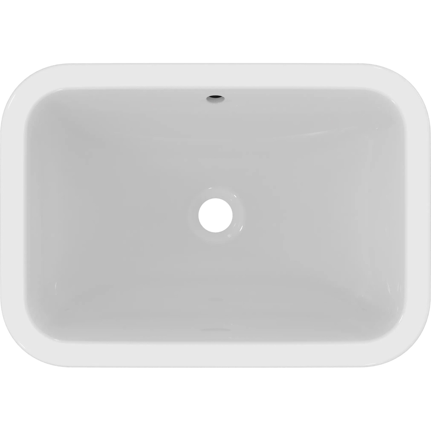 Weißer Ideal Standard Connect Unterbauwaschtisch 58x41 cm ohne Hahnloch, mit Überlauf.