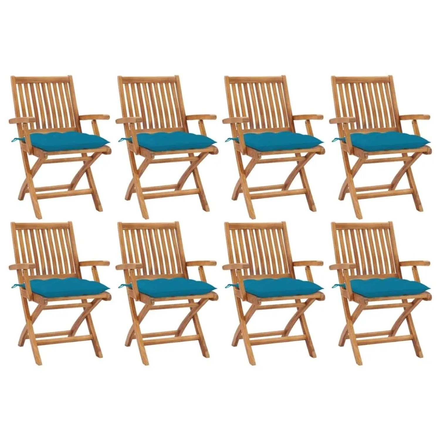 vidaXL Klappbare Gartenstühle mit Kissen 8 Stk Massivholz Teak 3072796 günstig online kaufen