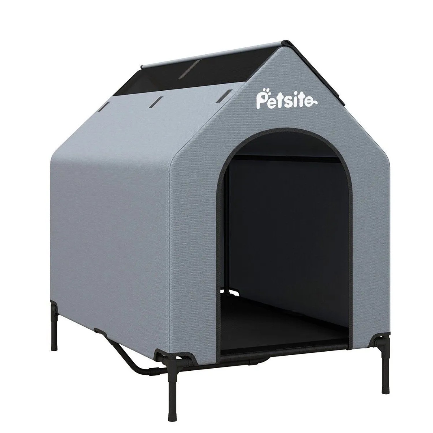 Costway 2 In 1 Hundehütte Hundeliege Outdoor Grau 75 x 110 x 106 cm