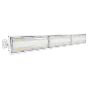Weiße LUXULA LED Hallenleuchte, 150W, lineare Bauform, geeignet als HighBay Hallenstrahler.